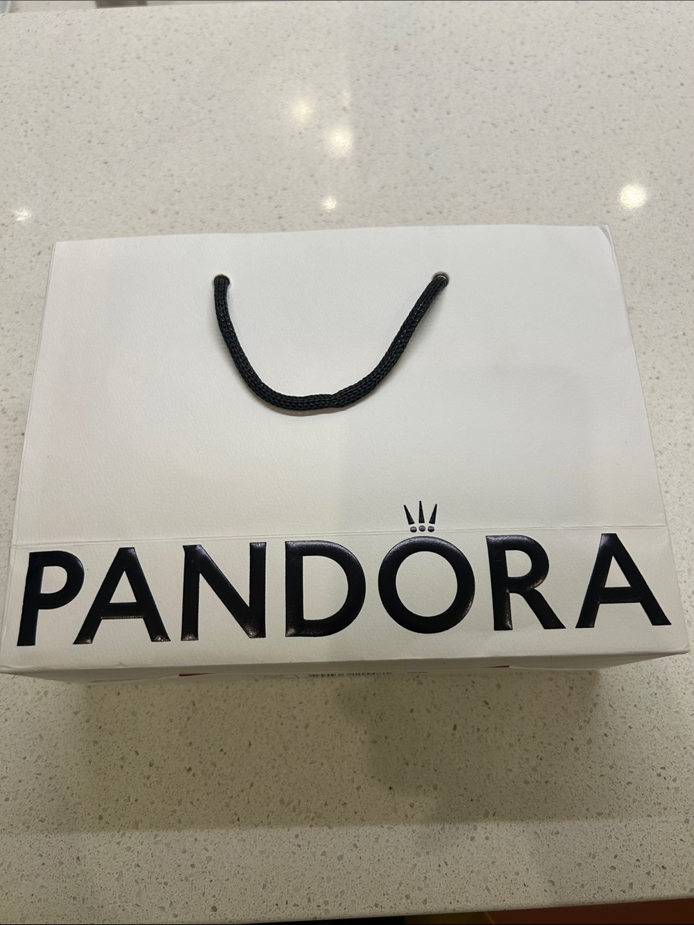 Pandora White Tote Bag with Black Handle